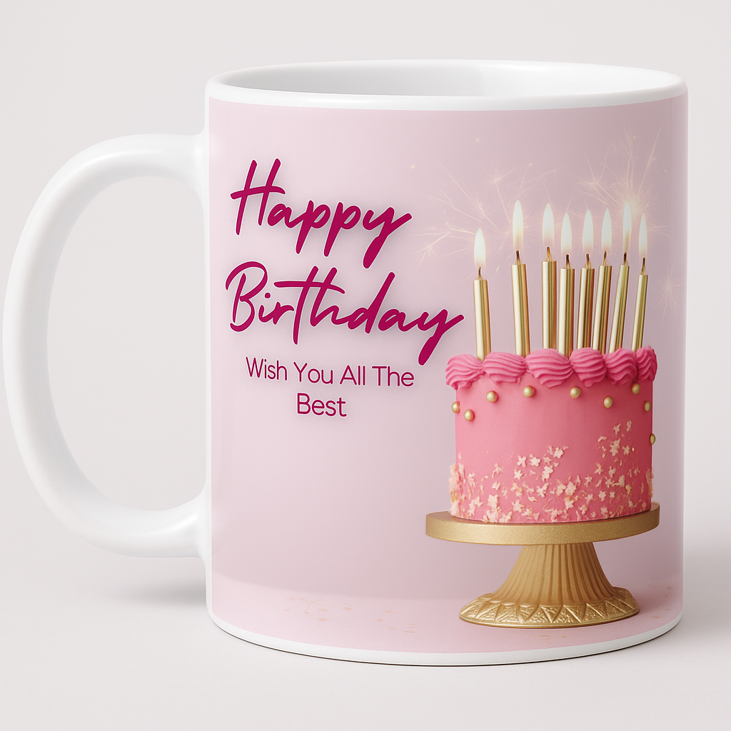 🎉 Happy Birthday Pink Celebration Mug – 11 oz