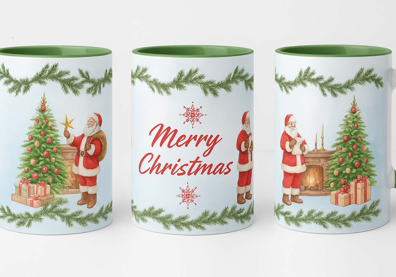 🎄 Merry Christmas Mug – Santa, Tree & Fireplace Holiday Wraparound Design