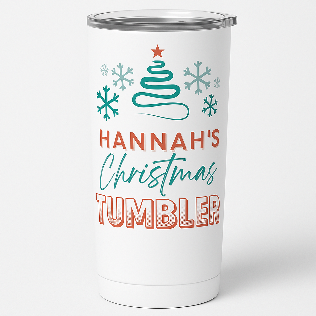 🎄 Christmas Tumbler with Straw – 20 oz Personalized Holiday Travel Cup 🎁