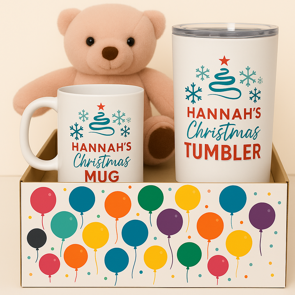 🎄 Christmas Mug, Tumbler and Teddy Gift Set 🎁