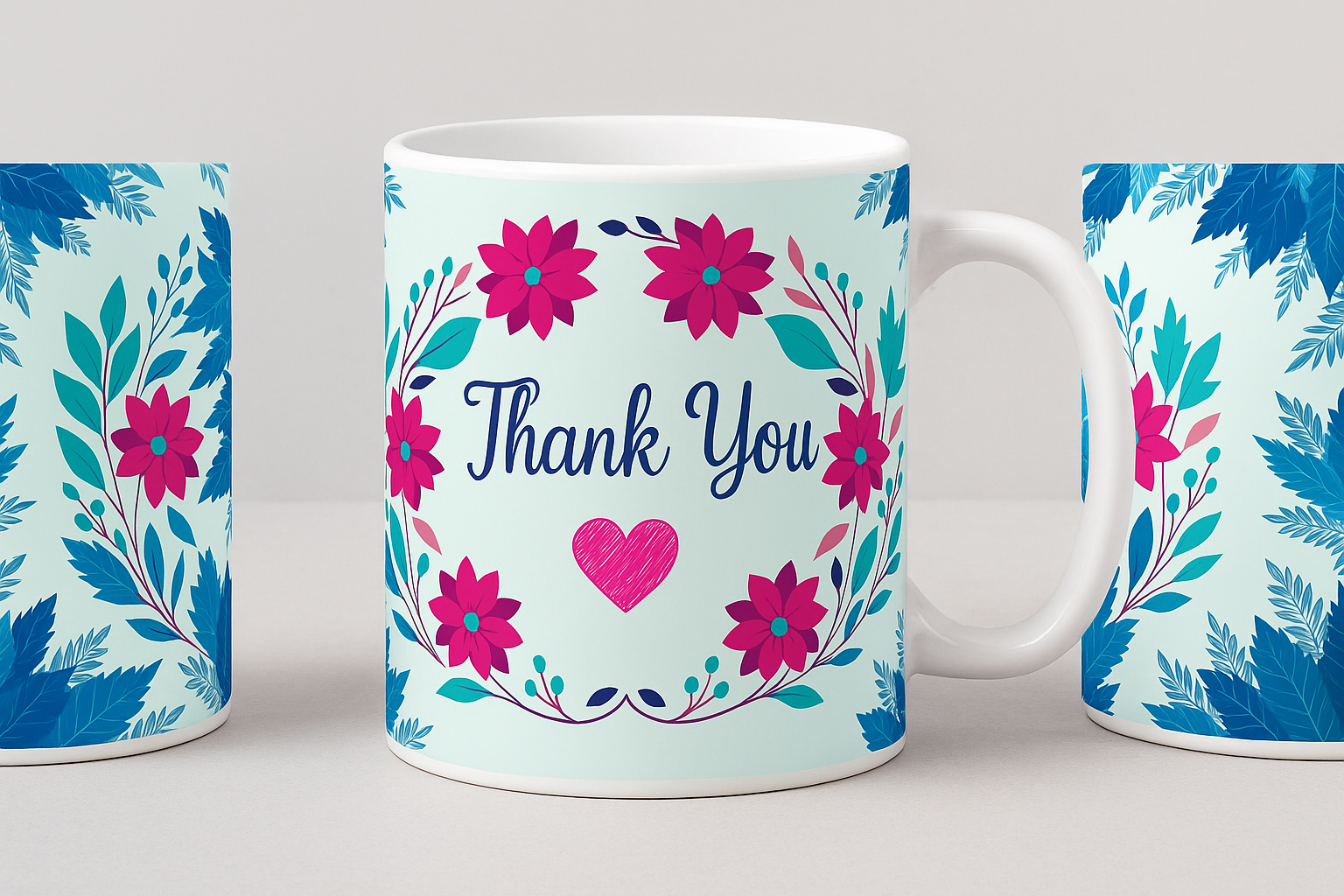 Thank You Floral Ceramic Mug – 11 oz